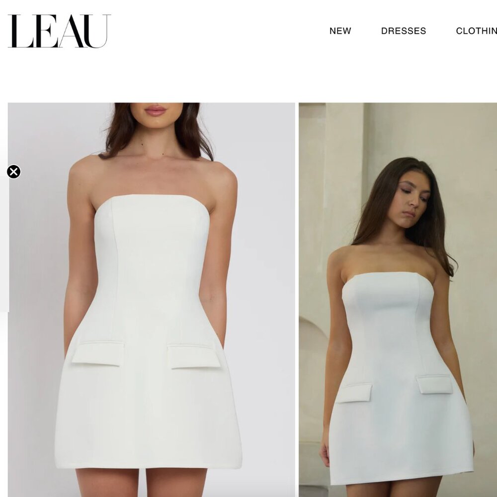 LEAU Solene Strapless Pocket Mini Dress - White